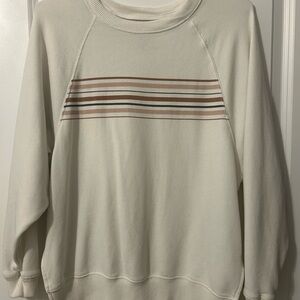 American Eagle Outfitters Cream Crewneck with Brown & Tan Stripes